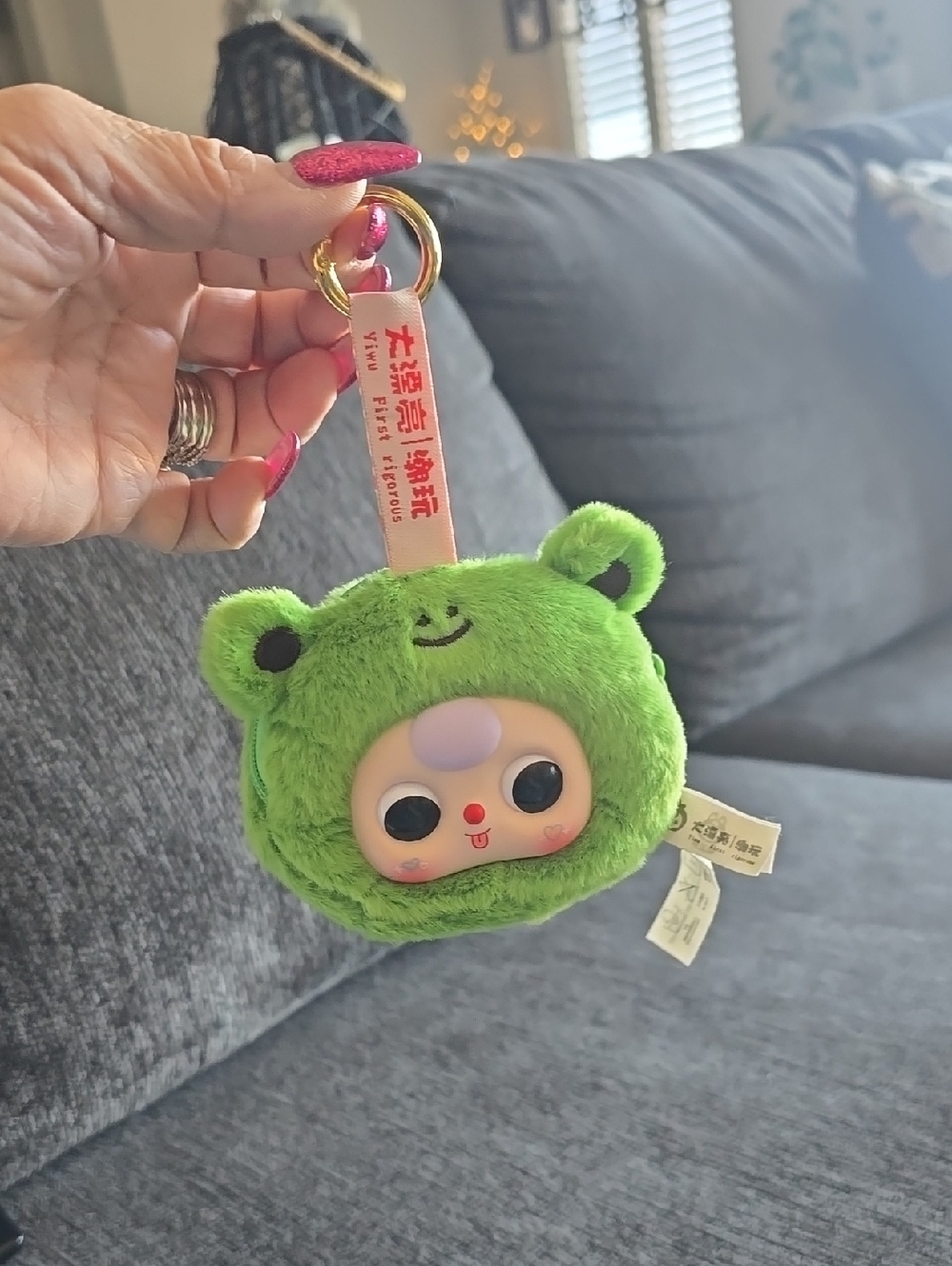 Plush Green Frog Key & Coin Purse Keychain/Bag Charm